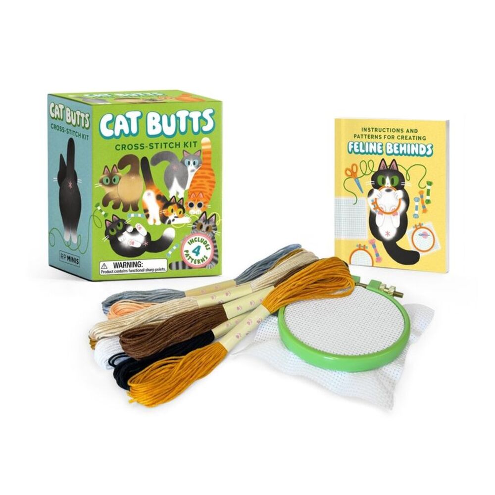 Cat Butts Cross-Stitch Kit: Includes 4 Patterns -- Running Press